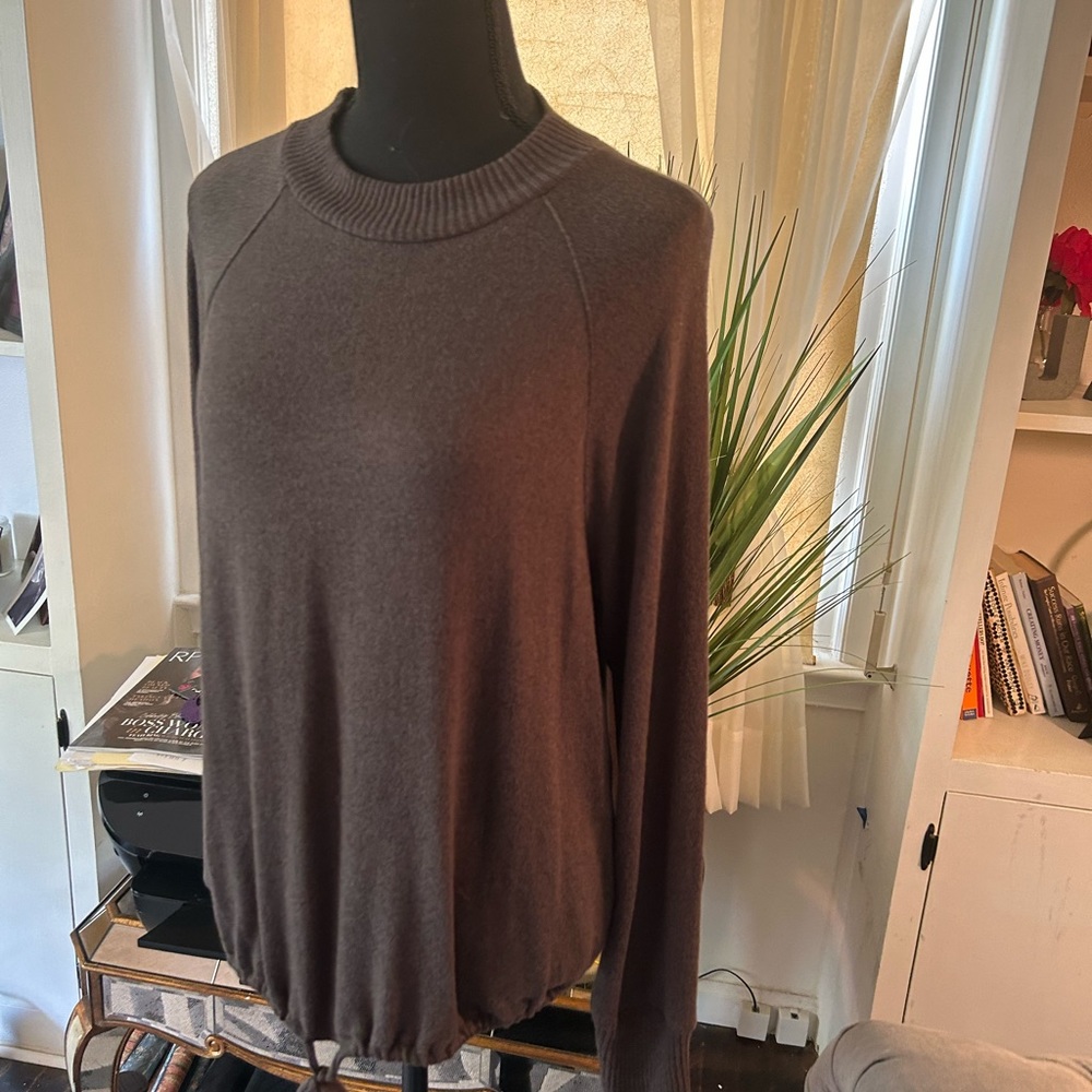 A new day, gray log sleeve women’s sweater size medium w/ drawstring waist - Picture 7 of 11
